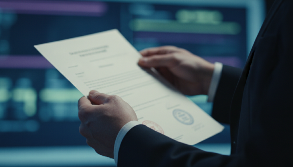 Mãos segurando documento confidencial em ambiente de investigação UAP, simbolizando ética e proteção de privacidade.