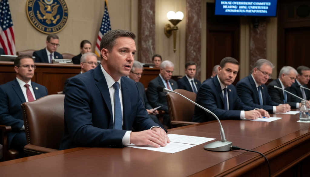 David Grusch testemunhando no Congresso sobre UAP, ex-oficial de inteligência, audiência sobre fenômenos aéreos não identificados