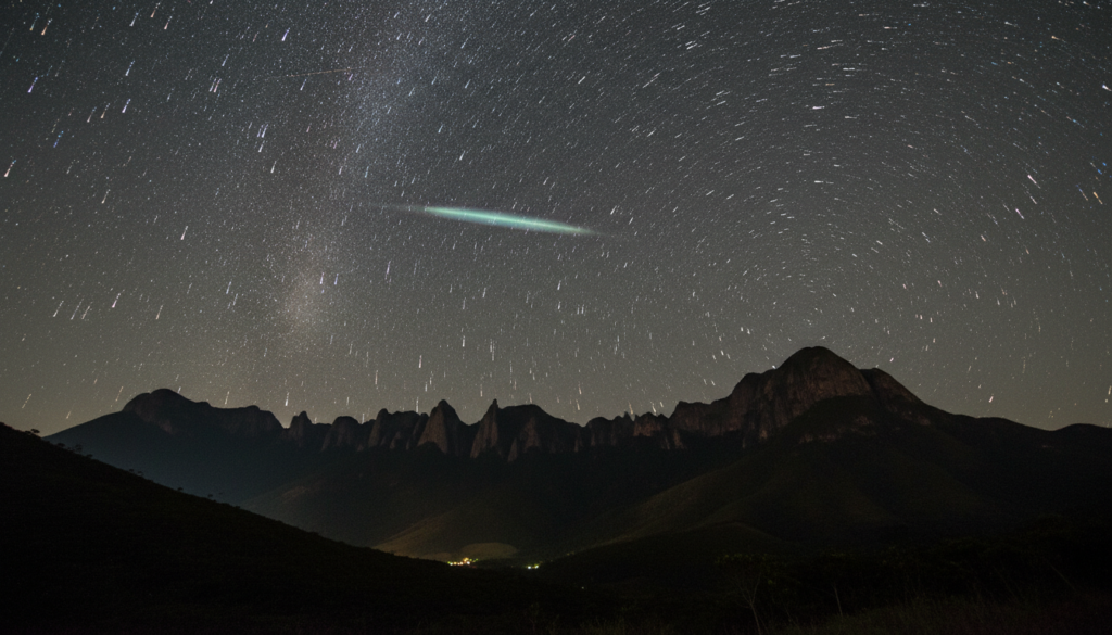 Luz anômala no céu da Serra da Mantiqueira, com foco em detecção por radar e análise de UAP.