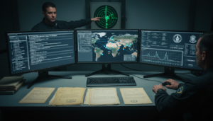 Interface de banco de dados ufológico com documentos oficiais e dados de radar