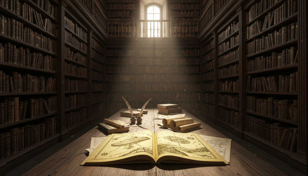 Antigo manuscrito da Biblioteca Nacional com ilustração de fenômeno celeste, pesquisa histórica de UAP, acervo documental