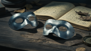 Máscaras de chumbo encontradas no caso do Morro do Vintém, simbolizando o mistério e a falta de conclusões forenses.