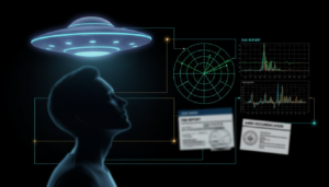 Gráfico comparando memórias subjetivas de UAPs com dados de radar e documentos oficiais da FAB e AARO