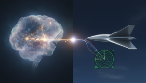 Representação visual da sincronicidade junguiana e de um UAP, simbolizando a conexão entre a mente humana e fenômenos anômalos.