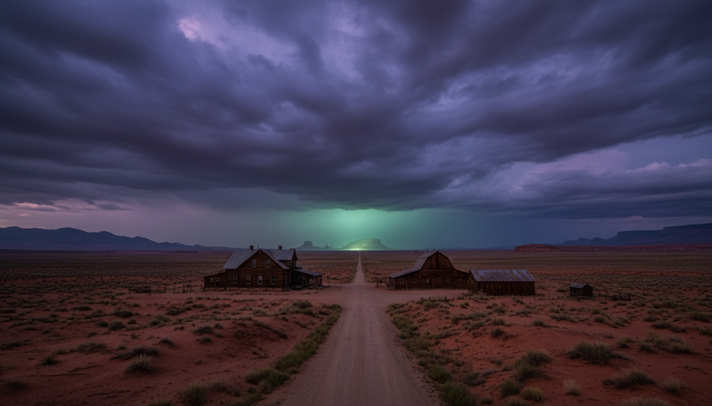 Skinwalker Ranch, Utah, com fenômenos anômalos sutis, pesquisa UAP, Robert Bigelow, AATIP, investigação científica, paisagem desértica.
