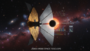 Imagem do Telescópio James Webb analisando atmosfera de exoplaneta para tecnossinaturas