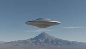 Imagem conceitual de um UAP com distorção visual, sugerindo lente gravitacional