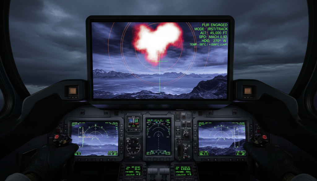 UAP em visão infravermelha, detecção térmica, FLIR, objeto não identificado, câmera militar